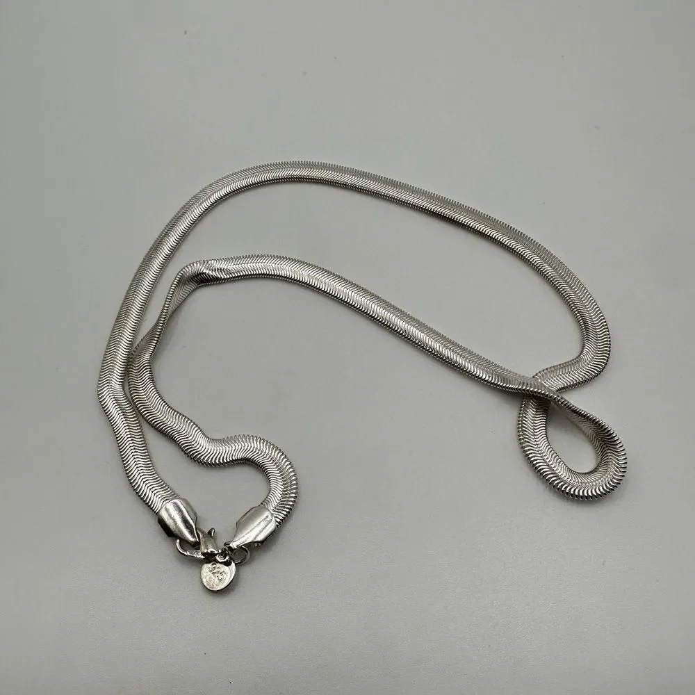 NWOT Silver‎ plated, 19” snake bone chain, 7mm thick